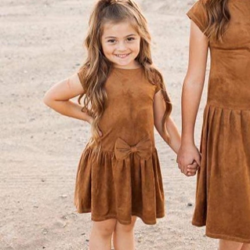 Little Girls Brown Suede Dress